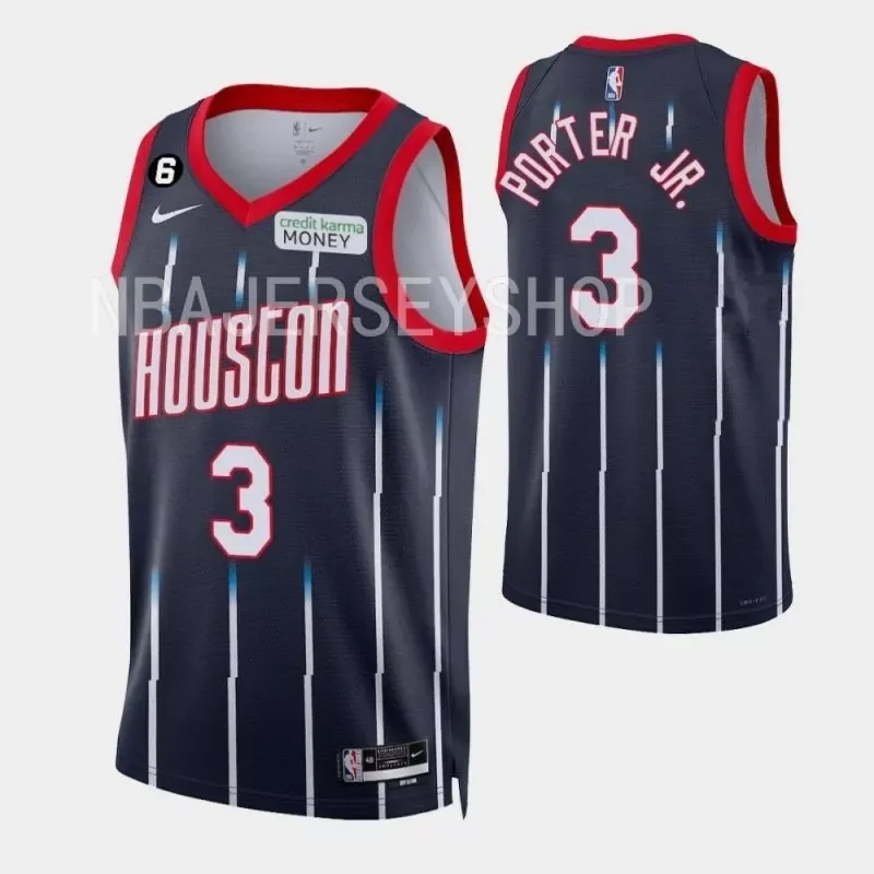 Houston Rockets#3 Kevin Porter jr. navy 2022 23 city edition Basketball jersey